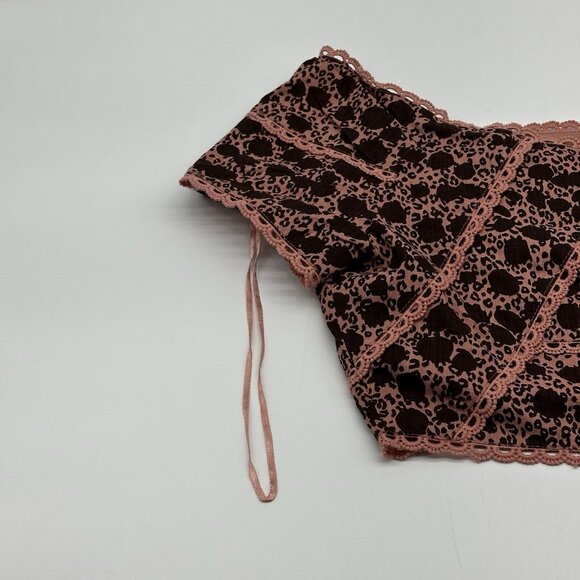 By Anthropologie Off-The-Shoulder Size 6 Pink Brown Tiered Ruffle Crop Top NWT - Picture 10 of 12